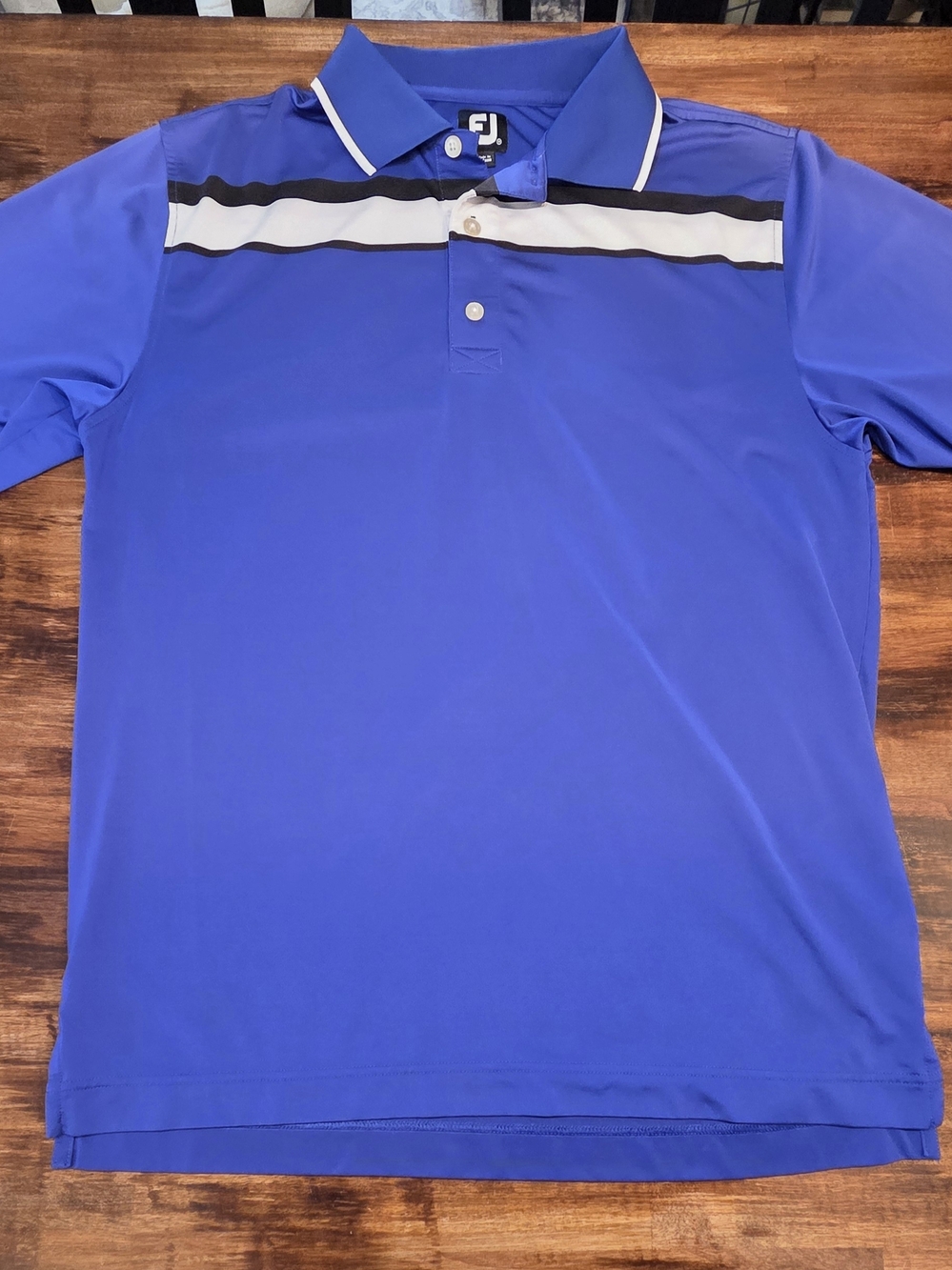 FootJoy Mens ProDry Performance Golf Polo Shirt Blue White Striped M Preppy